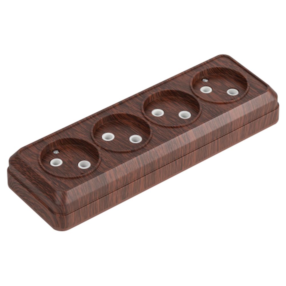 Розетка Intro Quadro 2-207-10 без заземления четверная 4х2P 16А-250В IP20 ОУ венге | Intro Quadro