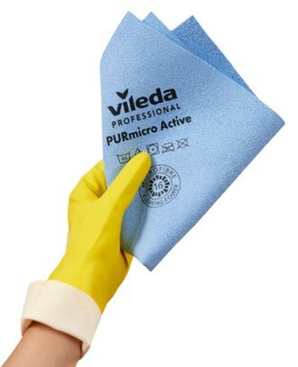 Салфетка ПУРмикро Актив Vileda, 38х35 см, синяя, 5 штук в упаковке