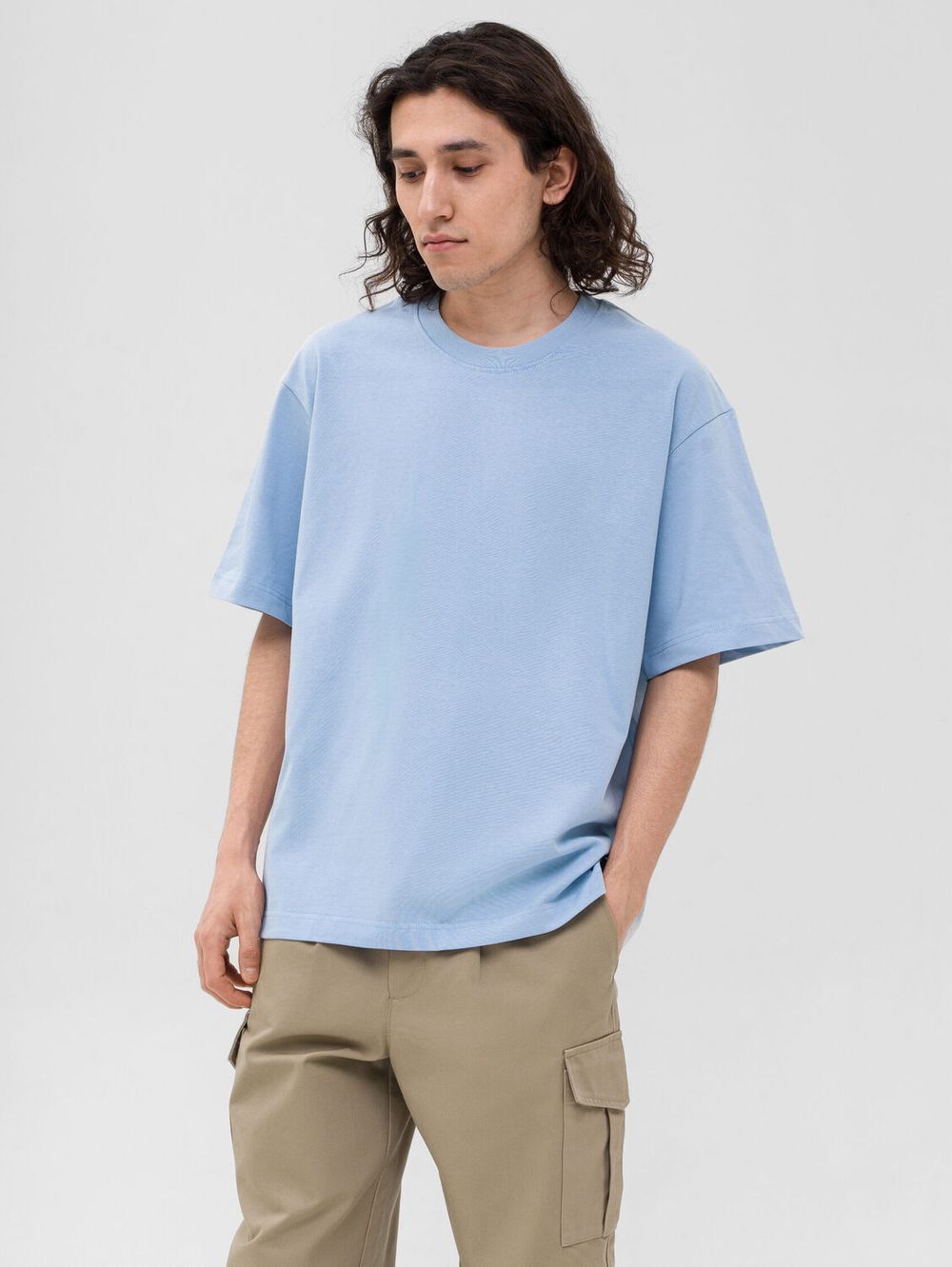 Футболка FOS оверсайз плотная голубая