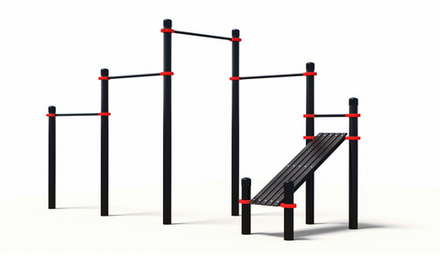 Каскад турников со скамьей для пресса (PAW-12) D=89мм