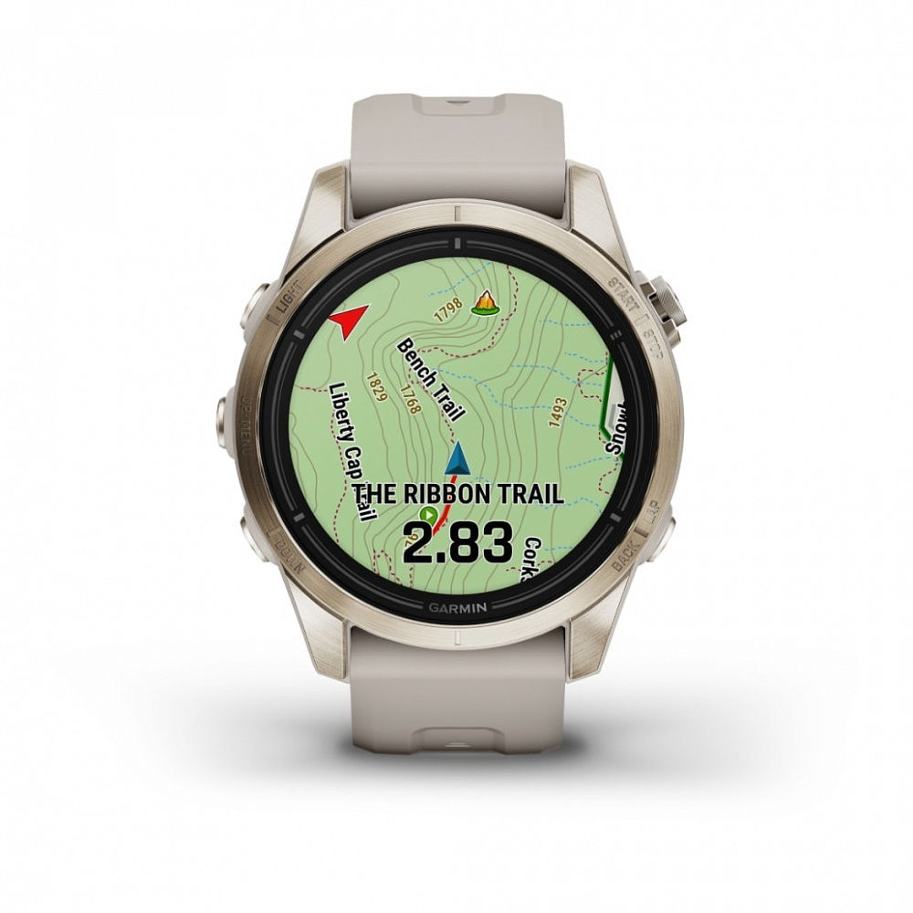 Смарт часы Garmin Epix Pro (Gen 2) Sapphire Edition 42 мм, золотистый корпус со светло-песочным ремешком