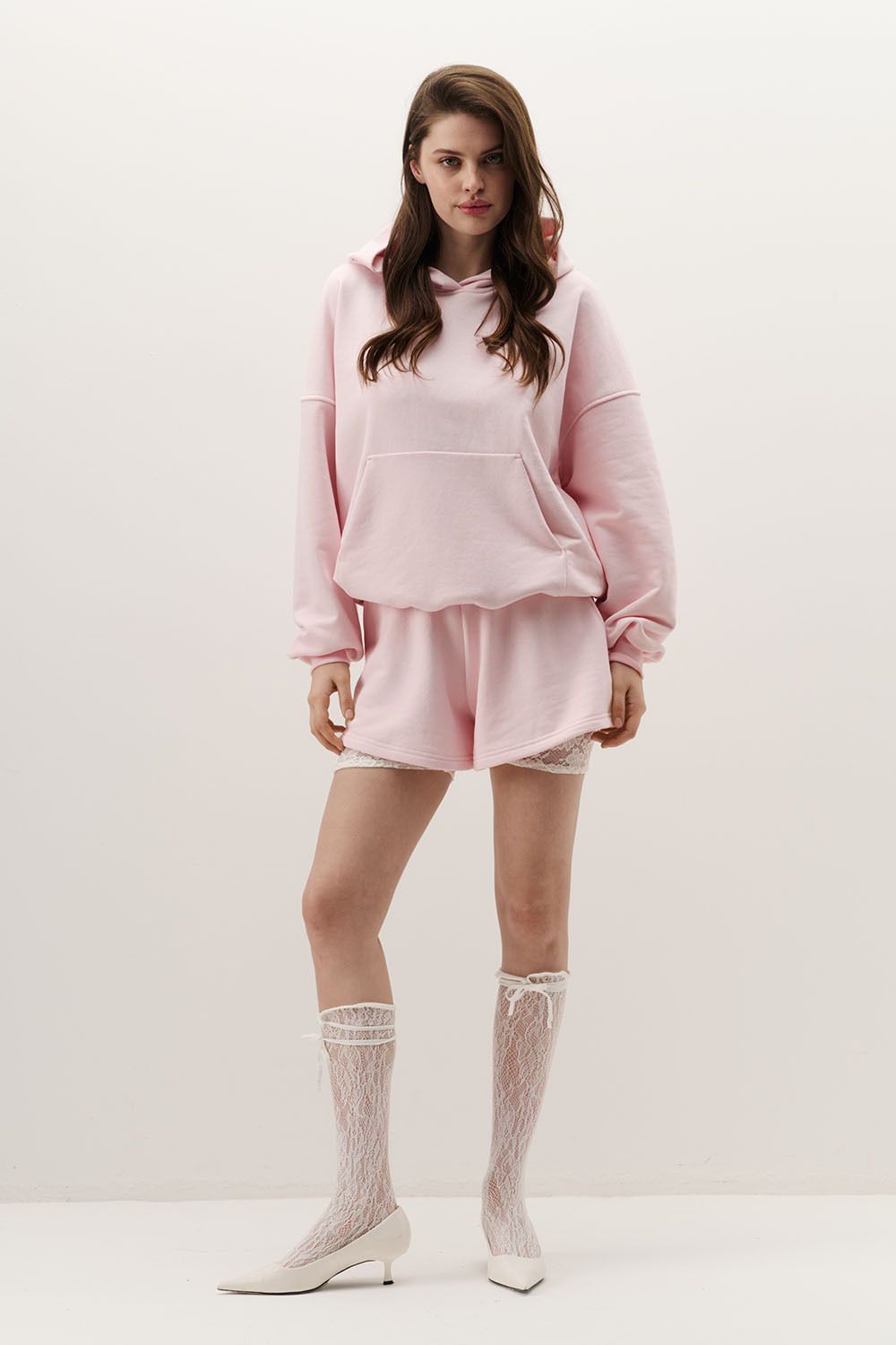 Худи свободного кроя нежно-розового цвета