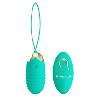 Бирюзовое ребристое виброяйцо с пультом ДУ Pretty Love Jessica BI-014362W-3A4