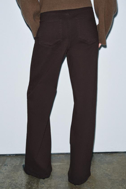 ZARA ДЖИНСЫ WIDE LEG С ВЫСОКОЙ ПОСАДКОЙ — ZW COLLECTION, КОРИЧНЕВЫЙ