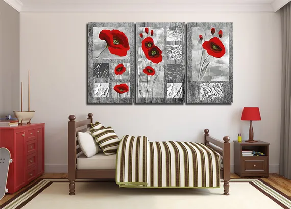 Модульная картина "Красный мак"