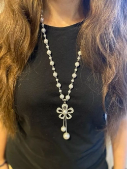 Длинное ожерелье с искусственным жемчугом бусы с подвеской