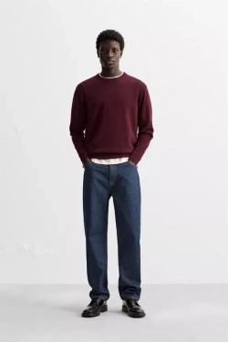 ZARA СВИТЕР ИЗ 100% КАШЕМИРА, БОРДОВЫЙ