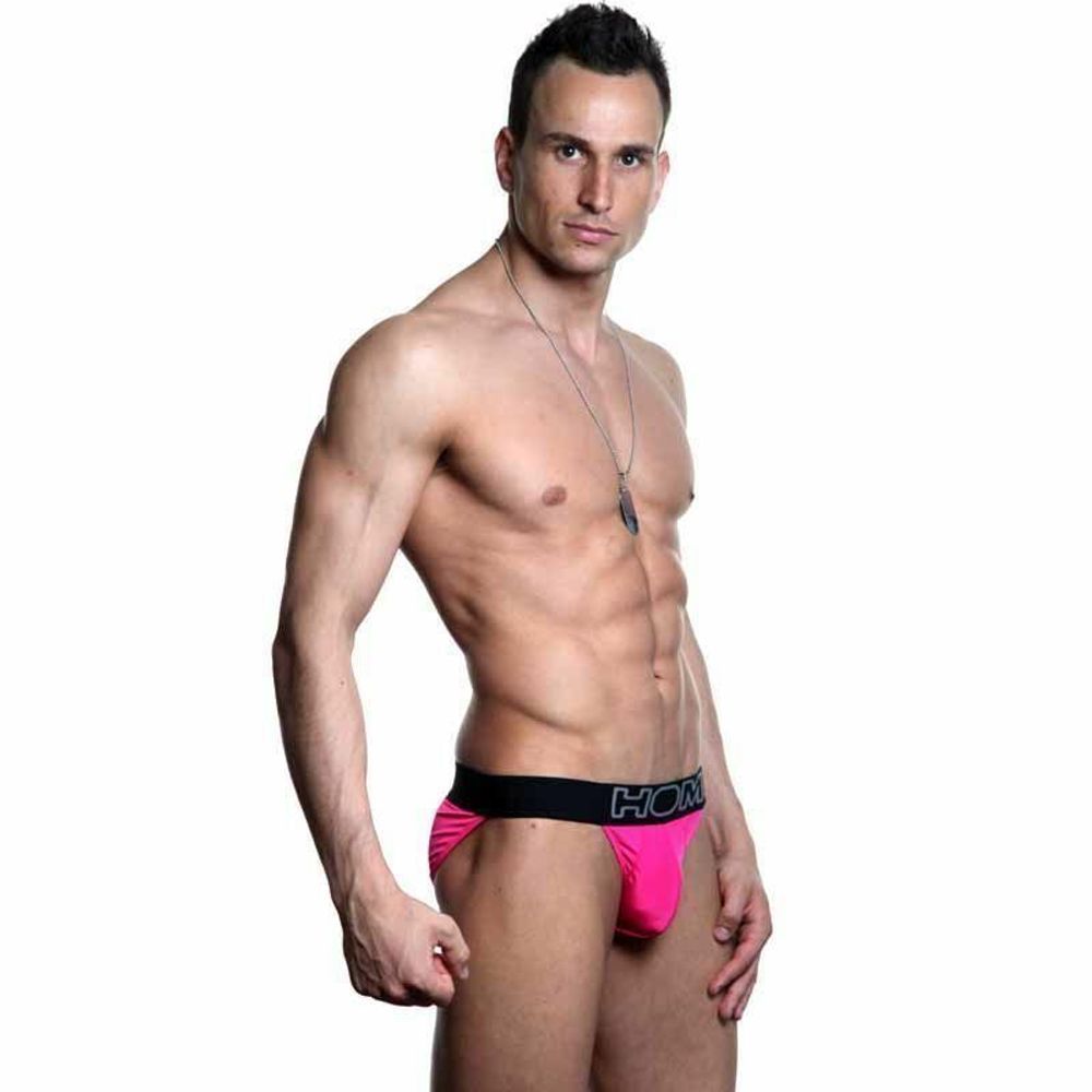 Мужские трусы танга розовые с черной резинкой HOM Night Therapy Tanga Brief Pink