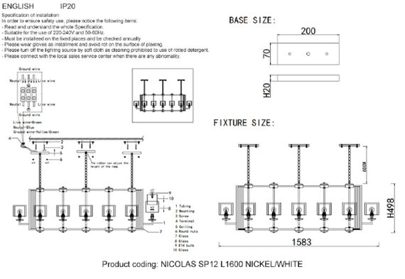 Подвесная люстра Crystal Lux Nicolas SP12 L1600 Nickel/White