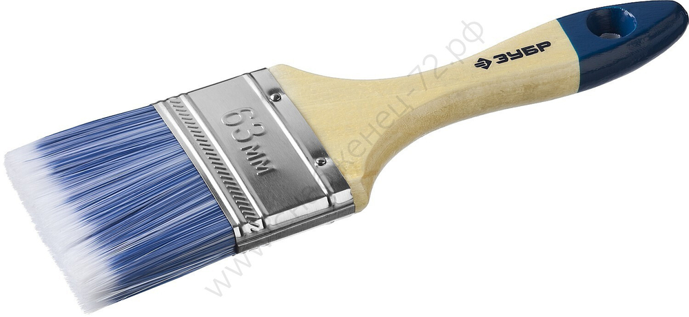 ЗУБР Аква 63 мм, 2,5' светлая искусственная щетина, деревянная ручка, Плоская кисть, МАСТЕР (4-01007-063)