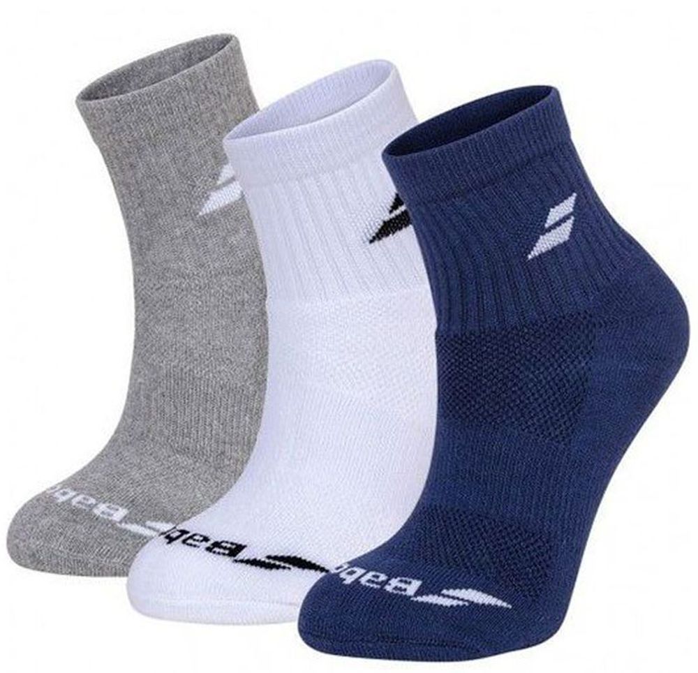 Теннисные носки Babolat Quarter 3 Pairs Pack Socks - white/estate blue/grey