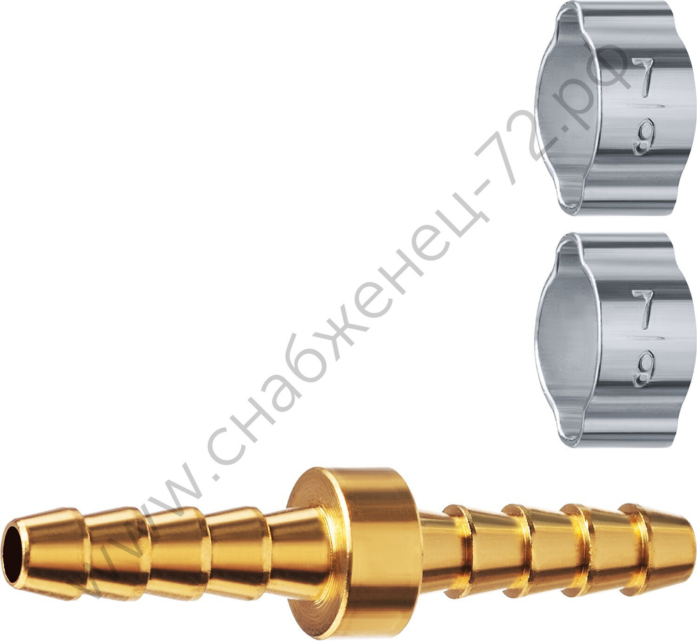 ЗУБР ″елочка″-″елочка″, 6 мм с обжимными хомутами, штуцер соединительный, Профессионал (64925-06)