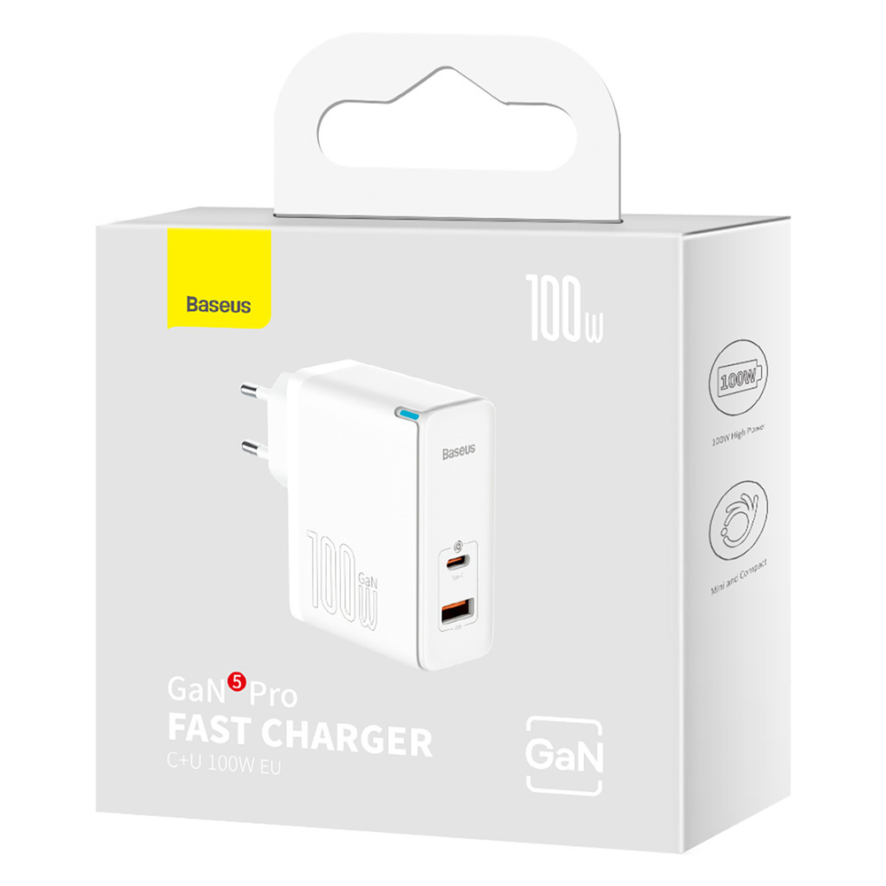 Зарядное устройство Baseus GaN5 Pro Fast Charger C+U 100W - White