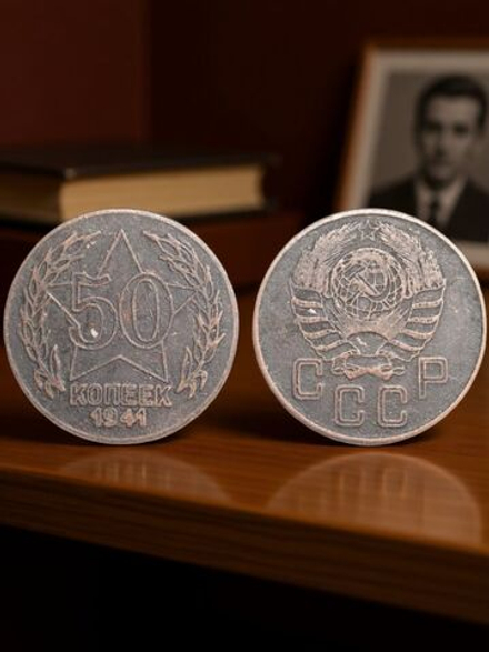 50 копеек 1941 года Звезда за номиналом Проба СССР Копия пробной советской монеты медь патина