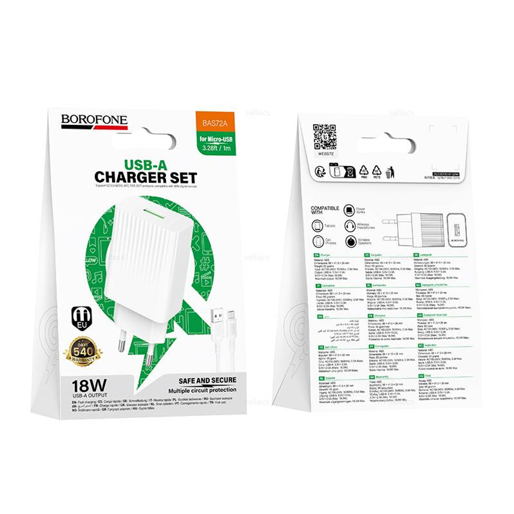 Зарядное устройство для Micro QC3.0 Borofone BAS72A (white)