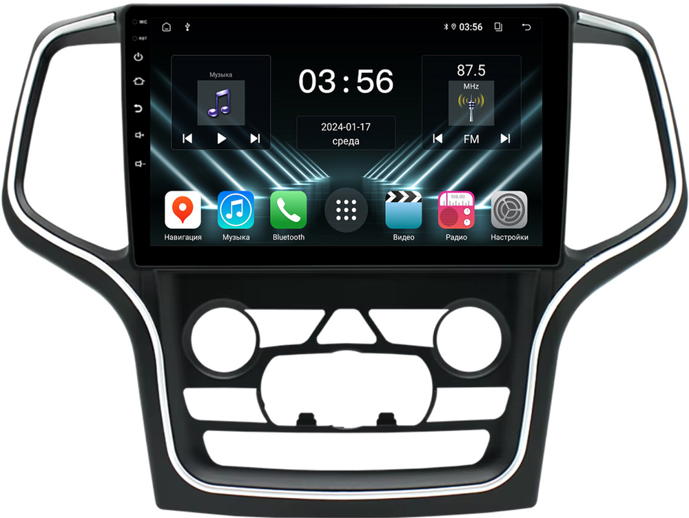 Магнитола для Jeep Grand Cherokee WK2 2013-2021 (ШГУ 8.4") - FarCar DX10-9564F3 монитор 10" IPS на Android 13, 4+64Гб, CarPlay