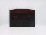 Верхняя панель с клавиатурой (топкейс) для ноутбука Lenovo Legion Y720-15IKB черная, с красной подсветкой, раскладка - русская (5CB0N67219)