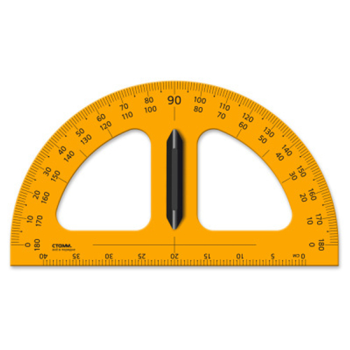 Транспортир для школьной доски СТАММ 50см, 180° СТАММ, пластиковый, желтый, с ручкой