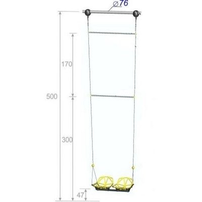 Качели двойные высотой 300 см, диаметр крепления на трубу 76 мм