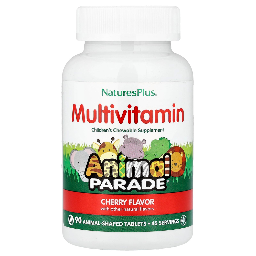 NaturesPlus, Animal Parade®, жевательные мультивитамины для детей, со вкусом вишни, 90 таблеток в форме животных