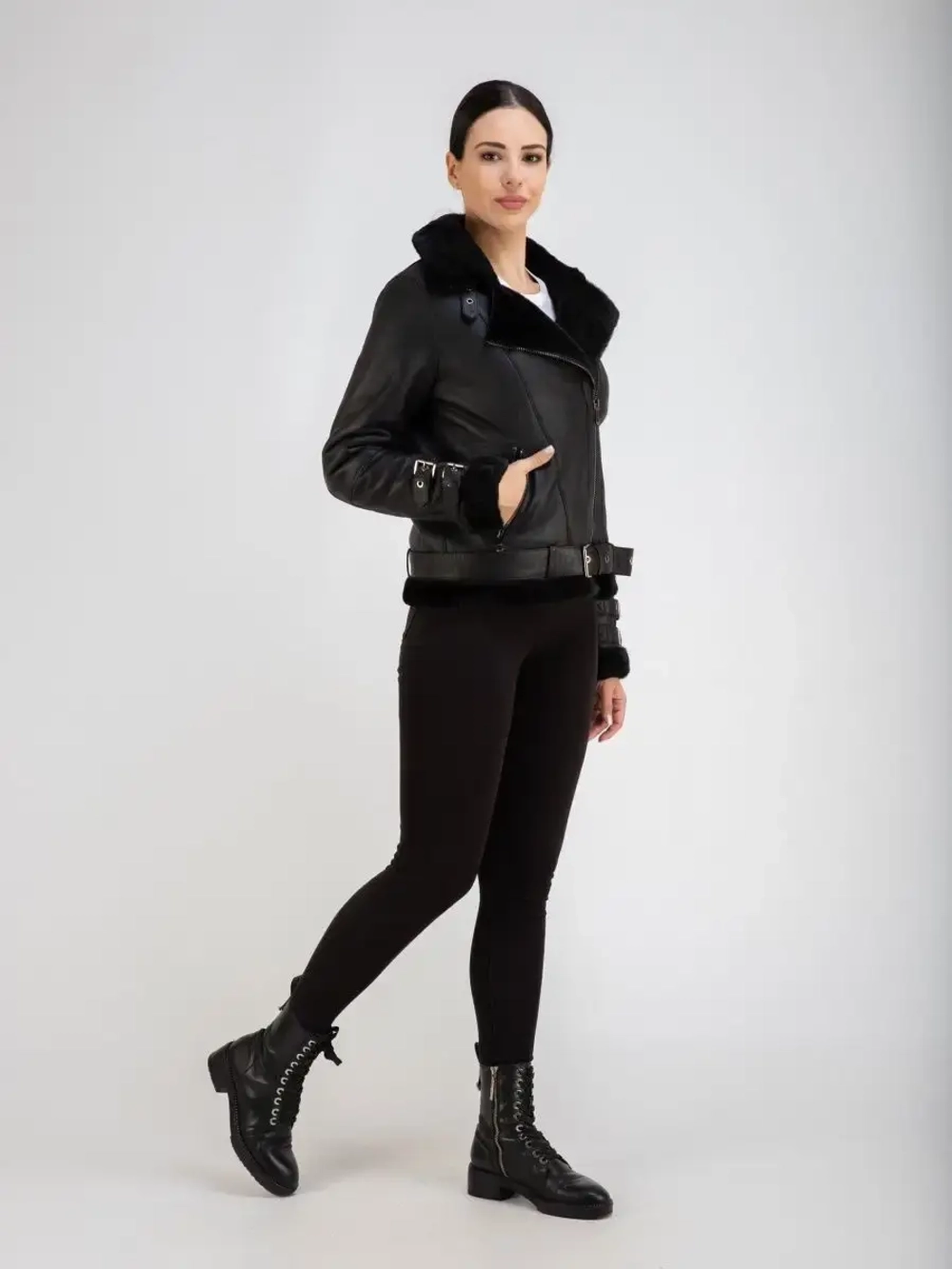 Дубленка авиатор натуральная короткая Турция