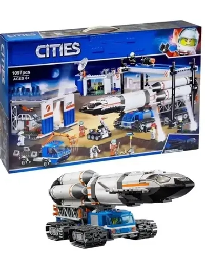 Конструктор Сити Площадка и транспорт для ракеты 1097дет.
