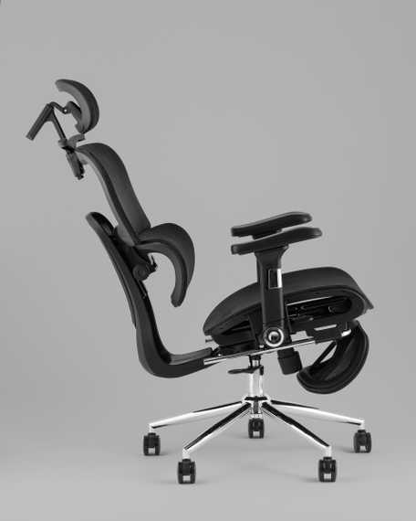 Кресло офисное TopChairs Stich с оттоманкой, черный