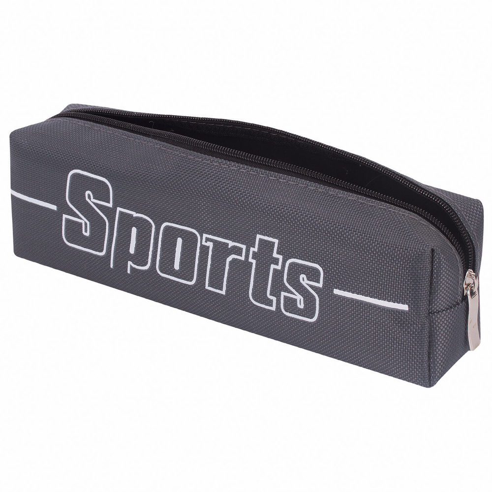 Пенал BRAUBERG 1 отделение полиэстер "Sport" серый 19х4х6 см (3 штуки в упаковке)