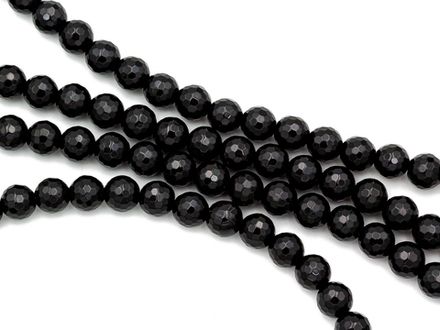 Нить бусин из черного агата 6мм, огранка