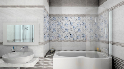 Панель ПВХ 3D Милана голубые цветы рисунок 2700х250 мм