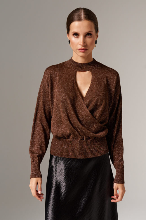 23171 Джемпер женский (коричнево-золотистый)