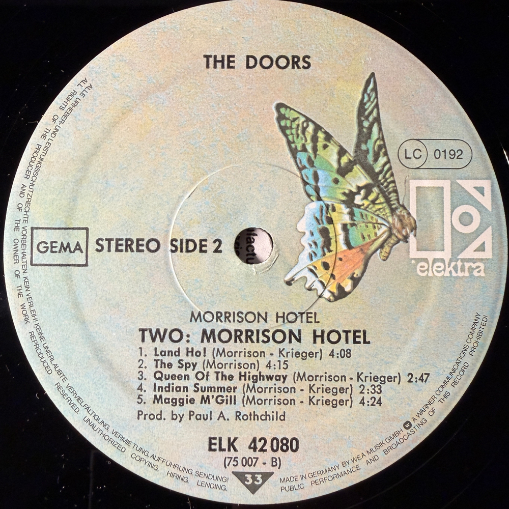 The Doors ‎– Morrison Hotel (Германия 1978г.)