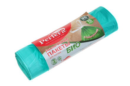 Мешки для мусора 35л с завязками 15шт/рул 14мкм биоразлагаемые