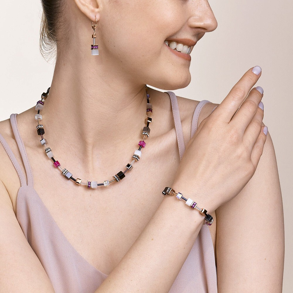 Серьги Coeur de Lion White&Pink Rose Gold 4013/20-0400 цвет розовый, золотой, белый