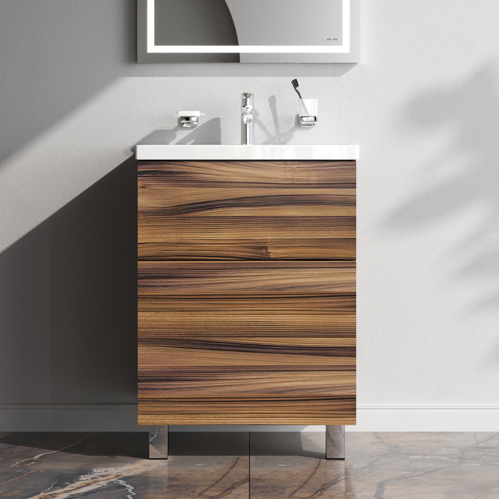 База под раковину, напольная, 60 см, 2 ящика, орех