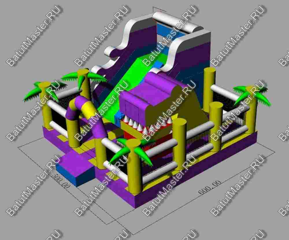 Коммерческий батут "Белый клык" с не механизированной головой, размер 6*6*4 м