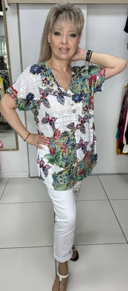 Блузон-туника с принтом из бабочек