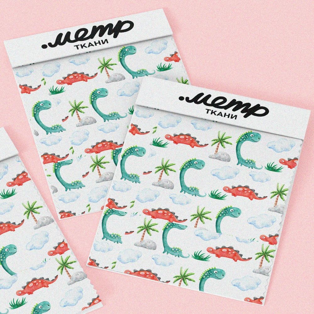 Ткань муслин динозаврики