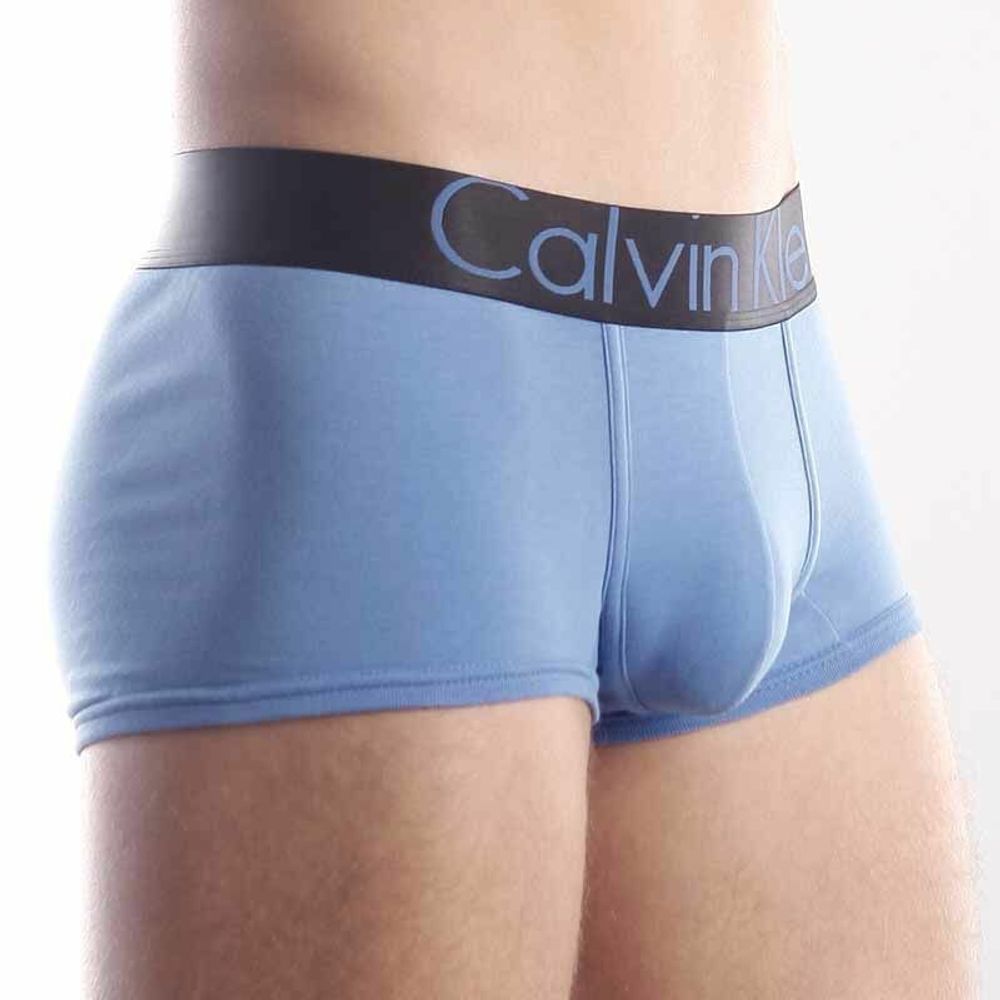 Мужские трусы брифы синие с черной резинкой Calvin Klein Steel Black Waistband Blue