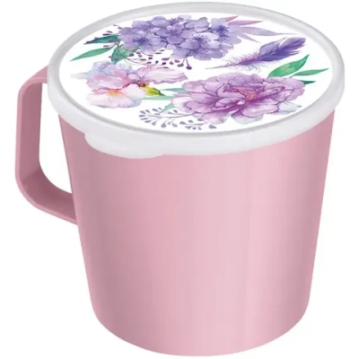 Контейнер-кружка 750мл с декором (светло-розовый) 222115207/02