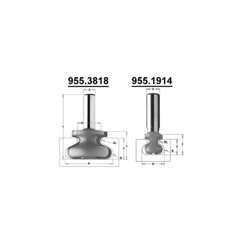 Фреза концевая профильная D=38,1 I=20,7 S=8,0 L=55,5 CMT 955.3818