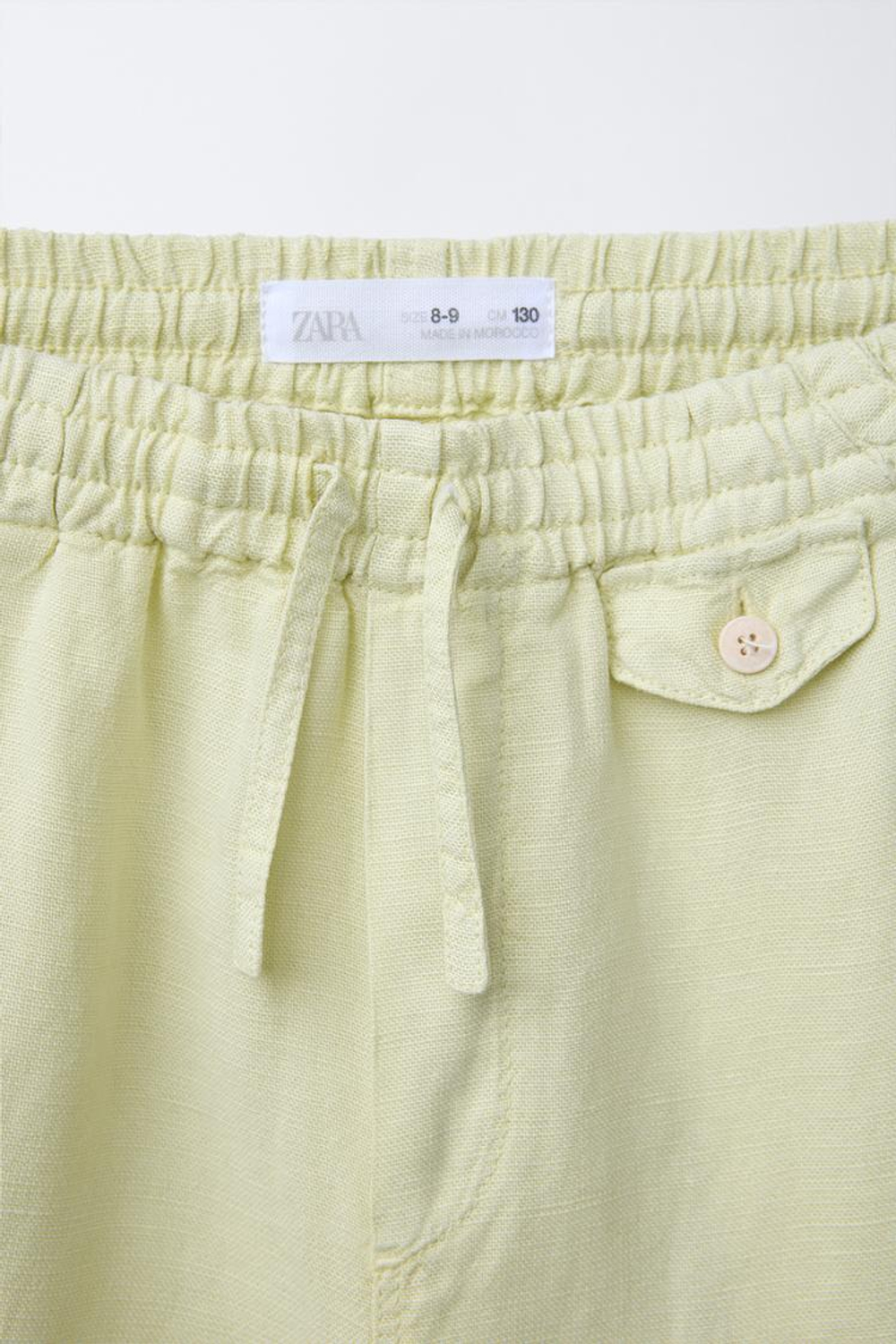 ZARA ШОРТЫ-БЕРМУДЫ ИЗ СМЕСОВОГО ЛЬНА, СВЕТЛО-ЗЕЛЕНЫЙ