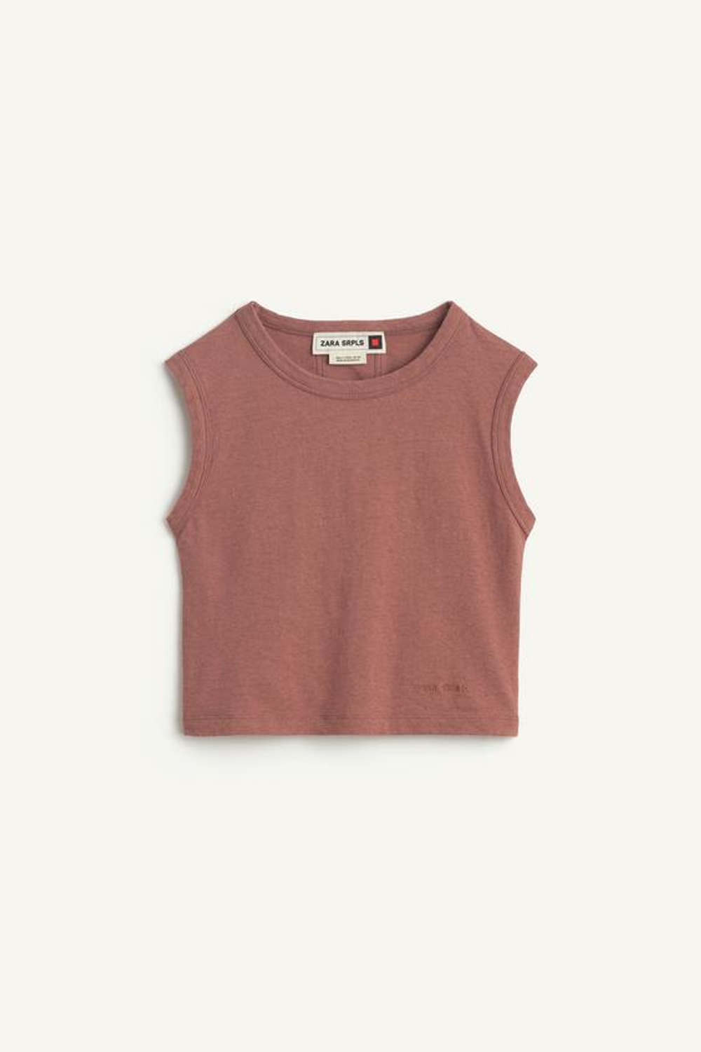 ZARA ТОП С КРУГЛЫМ ВЫРЕЗОМ, ТЕРРАКОТОВЫЙ