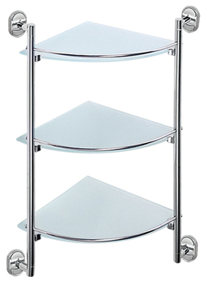 31007-3 Стеклянная полка угловая (3-этажа)  HANSEH (5/1шт)