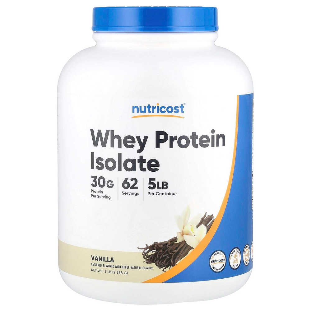 Nutricost, Изолят сывороточного протеина, ваниль, 2268 г (5 фунтов)