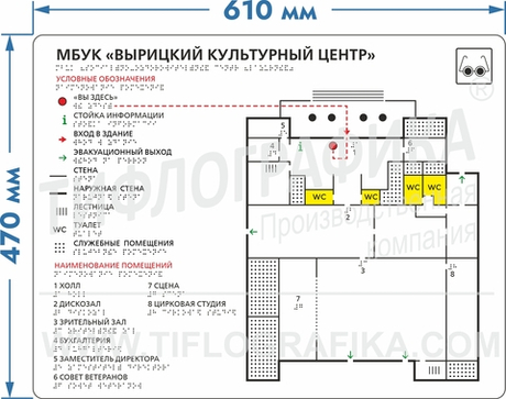 Тактильная мнемосхема Композит 470х610х3 мм. Полноцветная