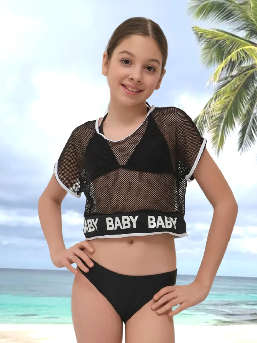 купальник раздельный 3 в 1 кроп топ парео