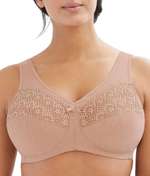 Комфортный поддерживающий бюстгальтер с кружевными вставками (Размер: 105E) (Цвет: серый)