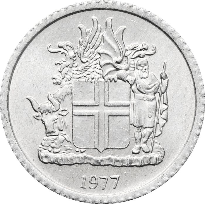 1 крона 1977 Исландия XF