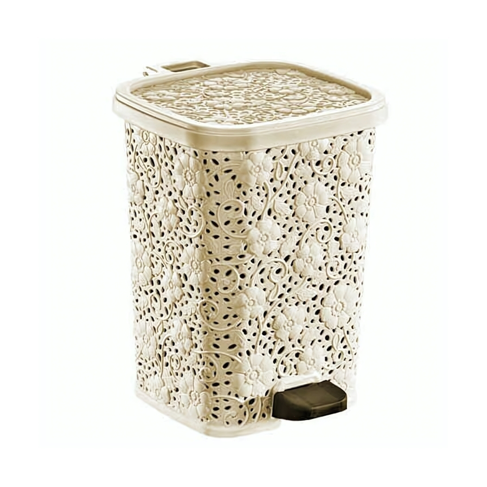 Мусорное ведро с педалью 12 лт АЖУРНОЕ крем